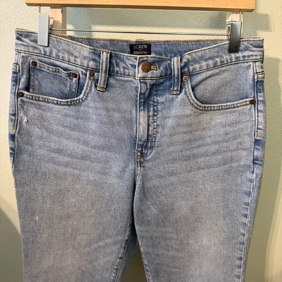 J. Crew Essential Straight Women's Jeans Light Size 30 Frayed Hem High Rise - Picture 2 of 11